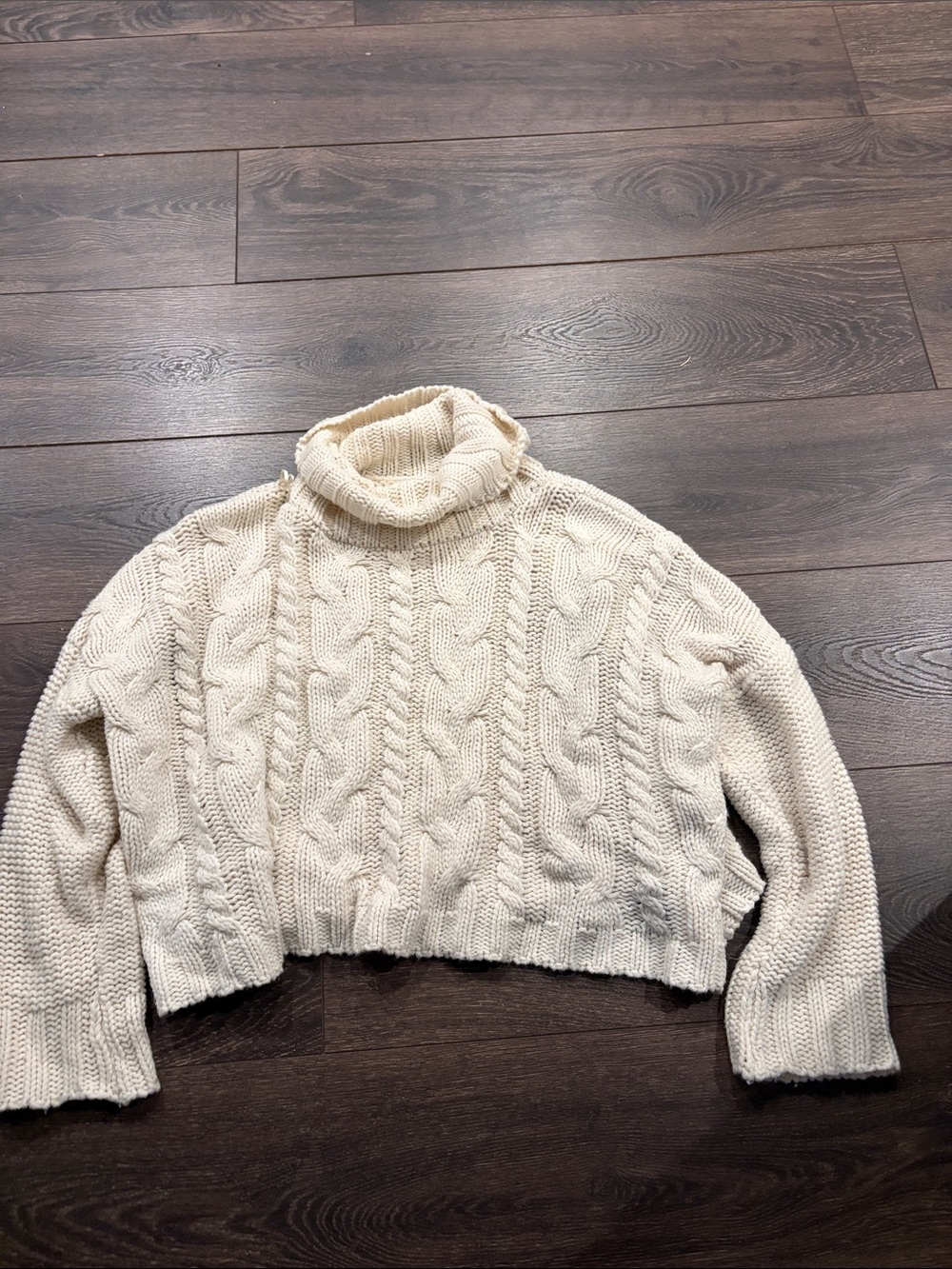 Love Tree Cream Cable Knit Turtleneck Sweater
